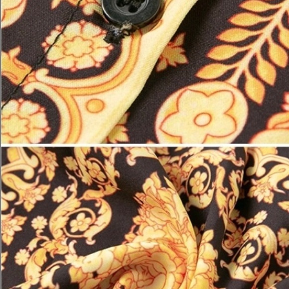 New Multi Colored Vintage Print Button-Up Dress - Picture 4 of 4